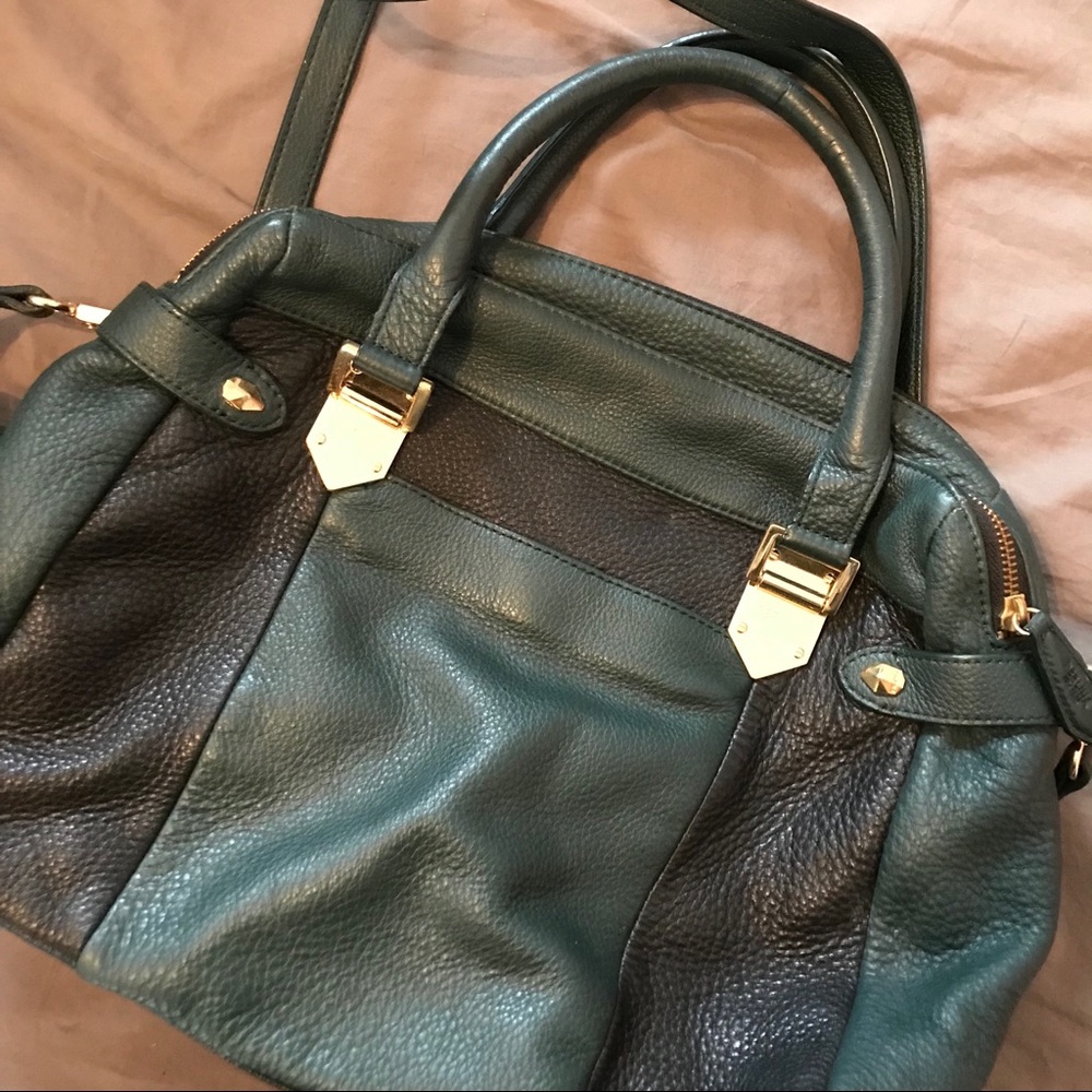 Perlina Black and Teal Handbag